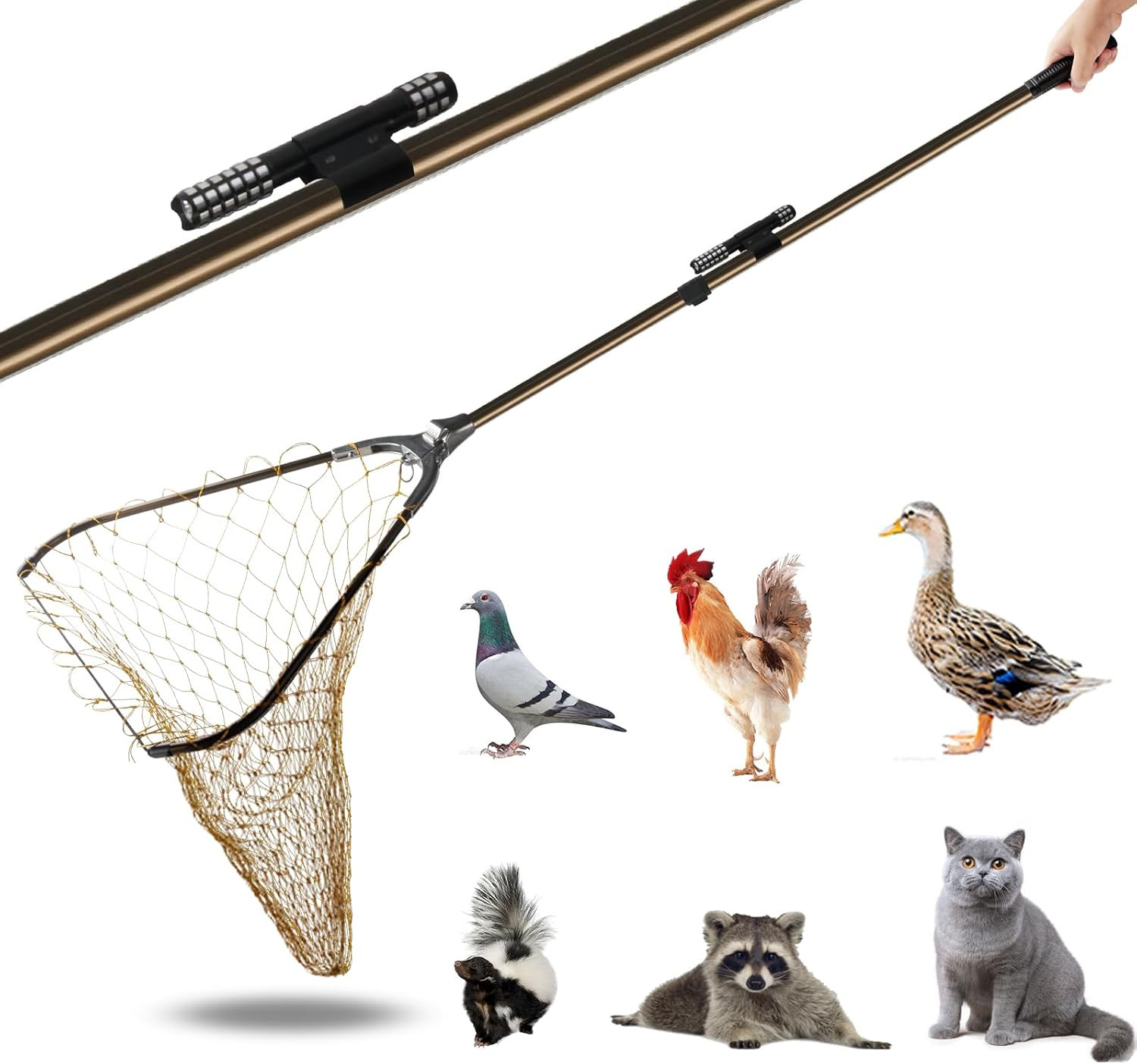Animal Catch Pole Control Tool Net, Poultry Catching Pole Kit, Cat Chicken Catch