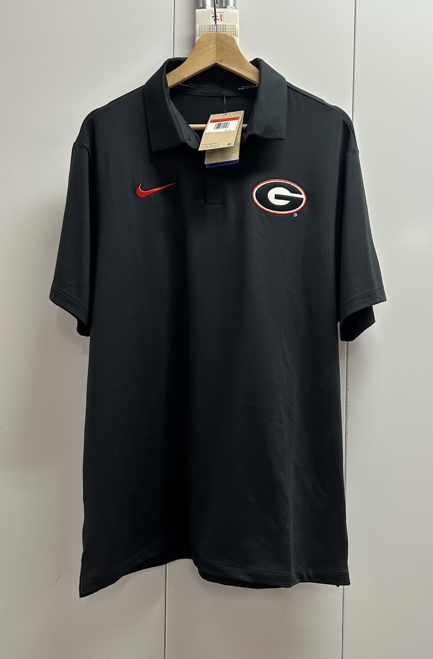 NEW Men’s Nike DriFit NCAA Georgia Bulldogs Black Active Golf Polo Shirt Size XL