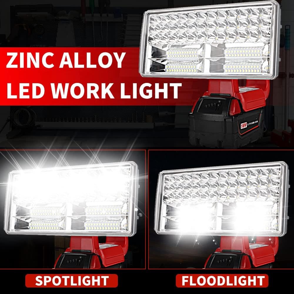 40W 4200LM LED Flashlight Work Light for Milwaukee 18V Lithium Batteries w/ USB