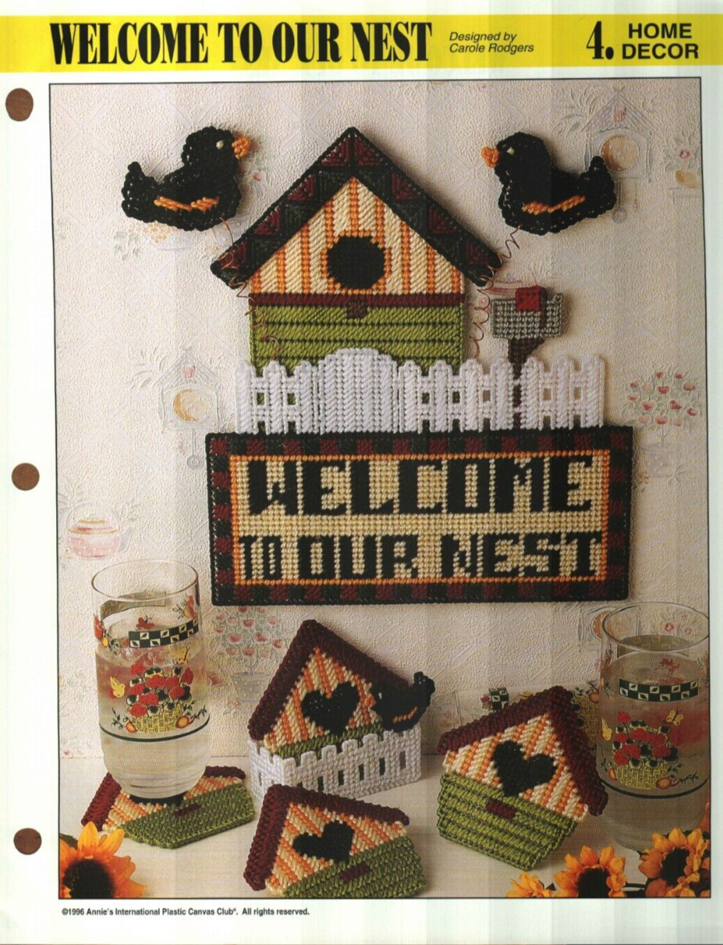 NEW WELCOME TO OUR NEST BIRD SIGN ANNIE'S PLASTIC CANVAS PATTERN INSTRUCTIONS