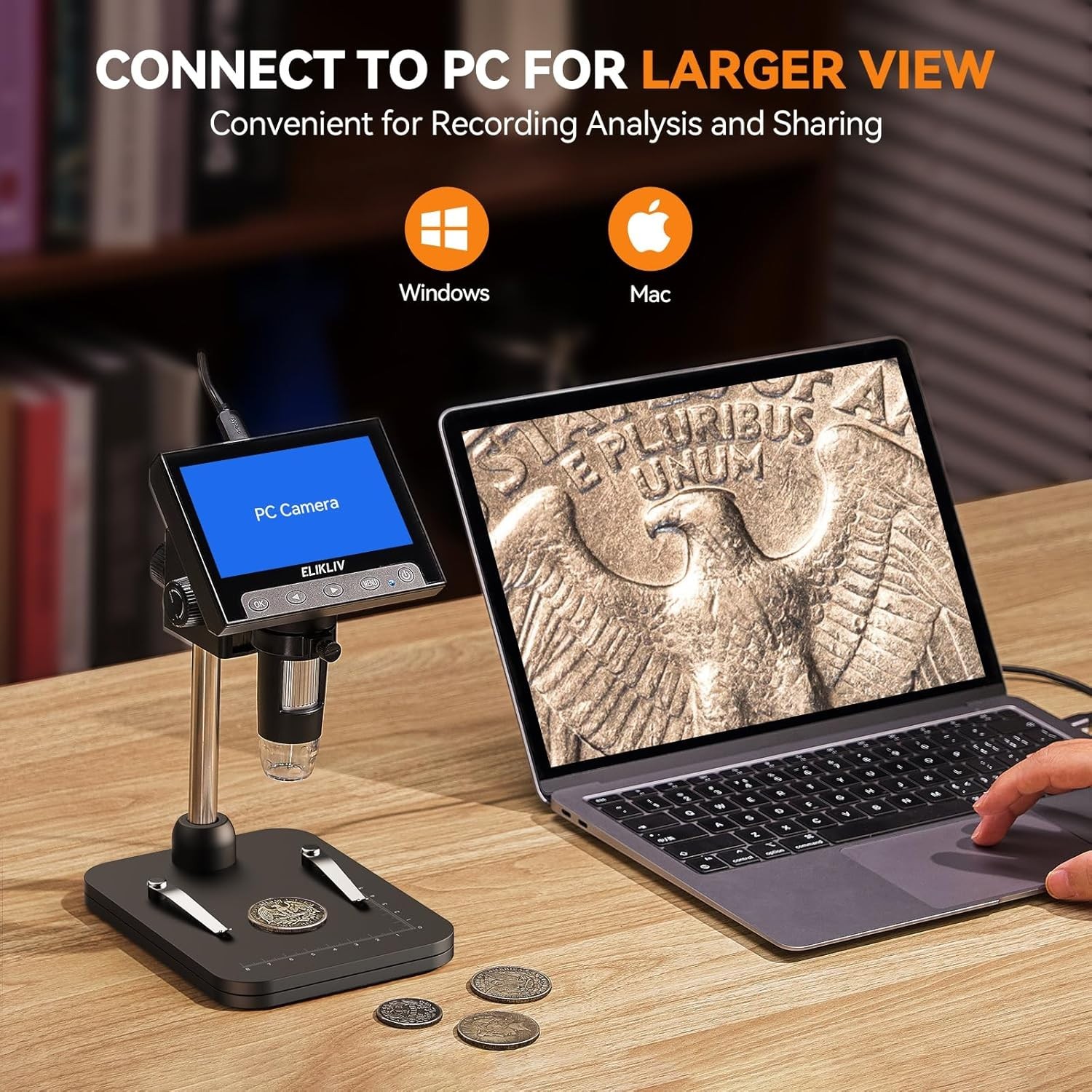 Portable 1000x Coin Microscope - 8 LED Illuminated Viewer for Precise Details