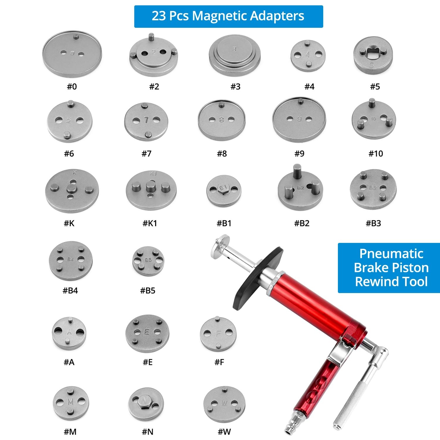 24Piece Pneumatic Brake Caliper Tool Set with Case – Compatible with American...