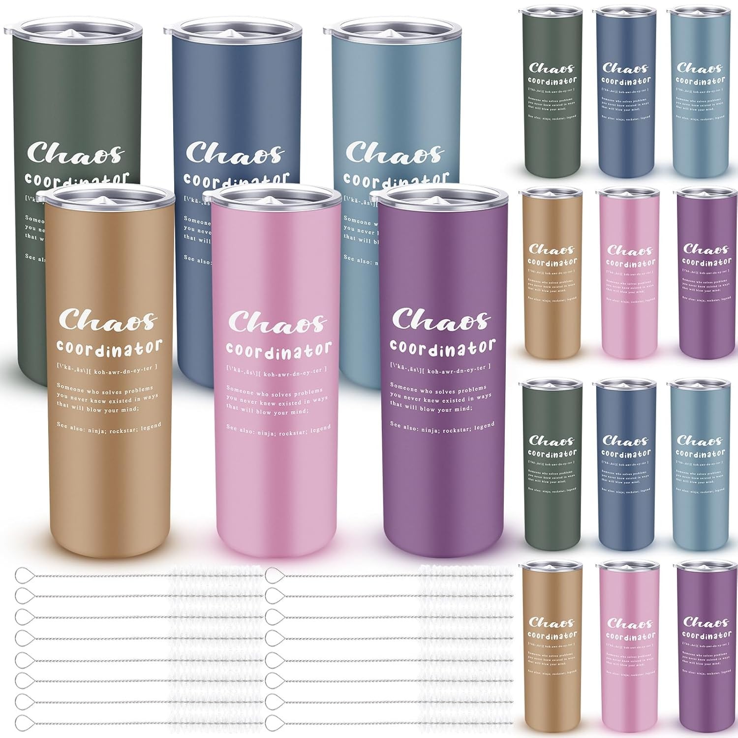 Geiserailie 18 Set Chaos Coordinator Tumbler Cup with Metal Lid & Straw 20oz Tha