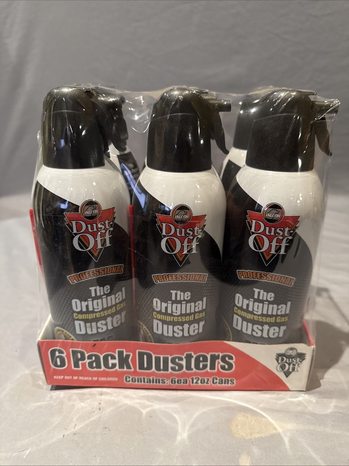 Dust-Off Compressed Gas Duster 12oz 6 Pack w/Straw - Keyboard Air Cleaner