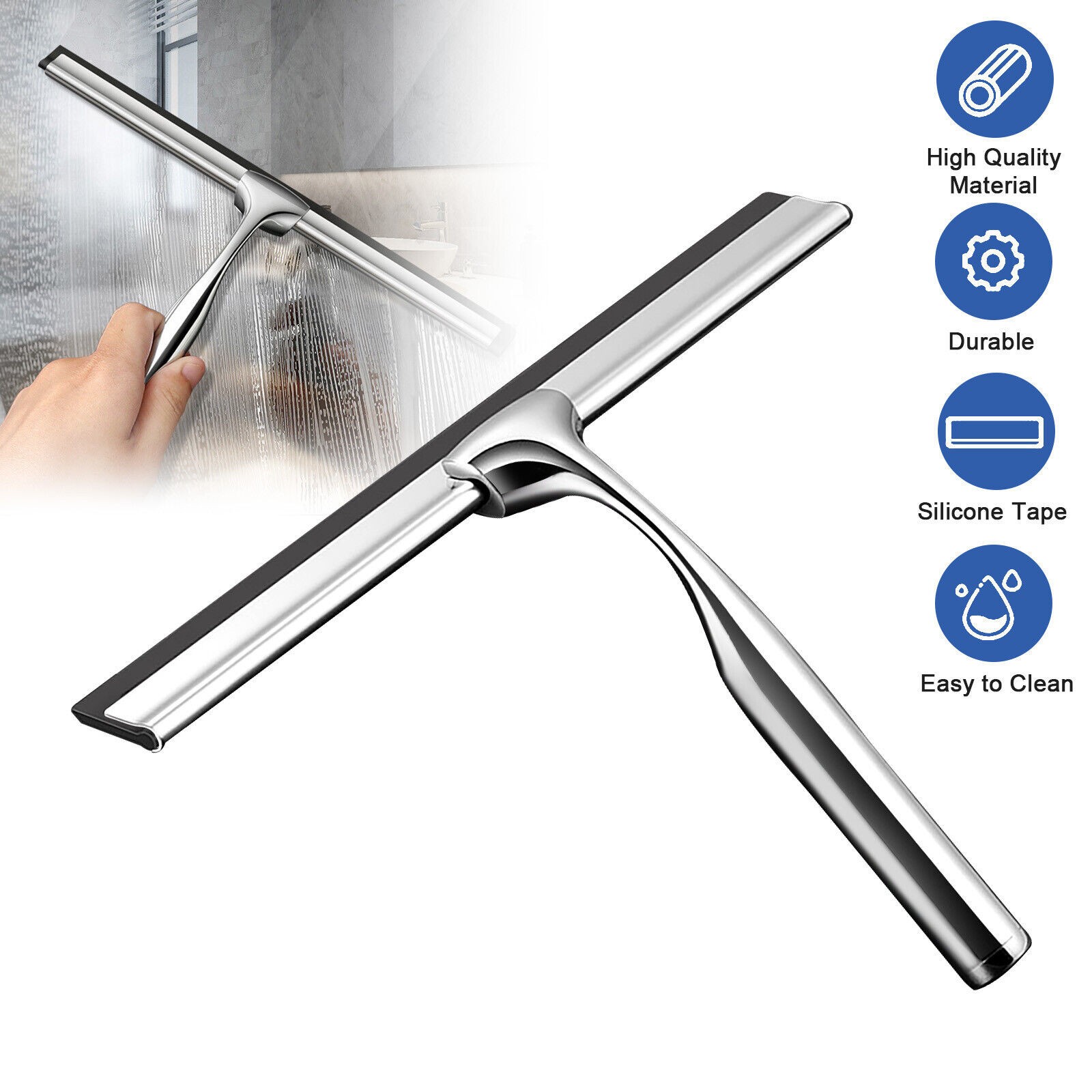 1 Pcs Glass Wiper Shower Cleaner Doors Bathroom Windows Cleaning Commponents