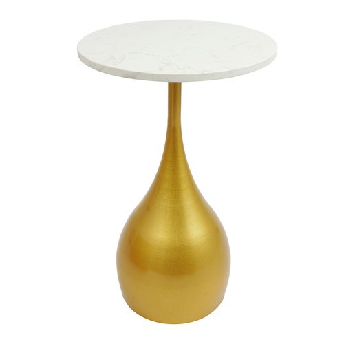13.78In Marble Sofa Side Table Modern Round Accent Table For Small Spaces US~