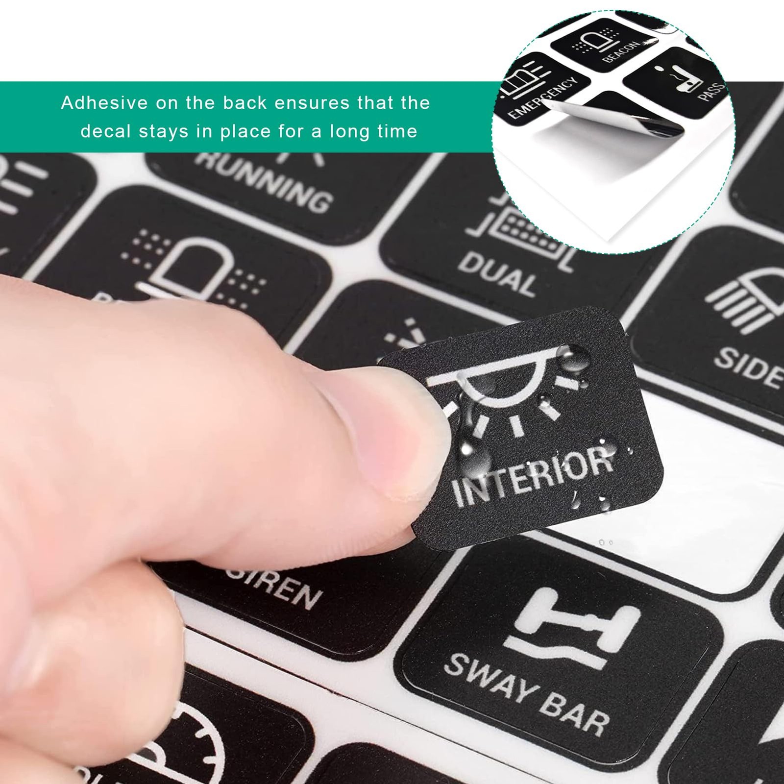120PCS Car Switch Panel Sticker, Auto Console Switch Label Decal Kit Panel Butto