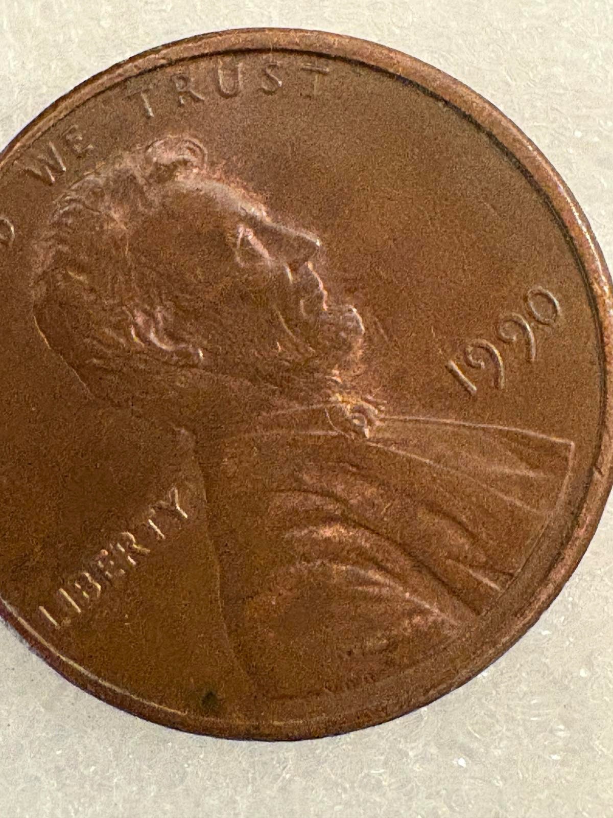 1990 no mint mark penny with multiple errors