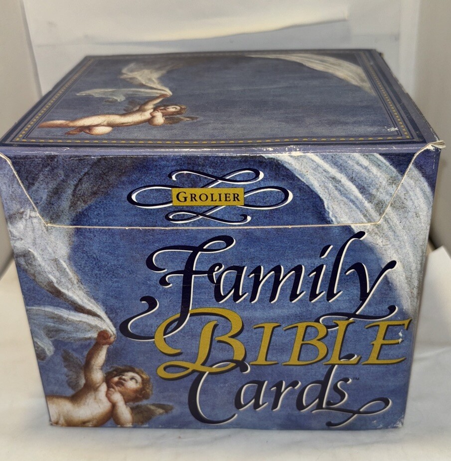 Vintage Box Of Grolier Family Bible Reading Cards History Trivia Game