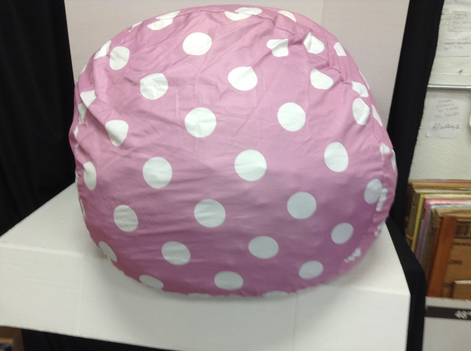 Pink Polka Dot Kids Teen foam chunked Beanbag Chair removeable cover insert 36"