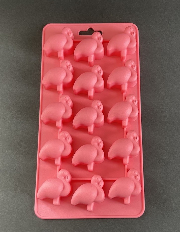 Pink Flamingo Silicone Ice Tray 15 Cubes Luau, Beach, Tropical, Coastal, EUC