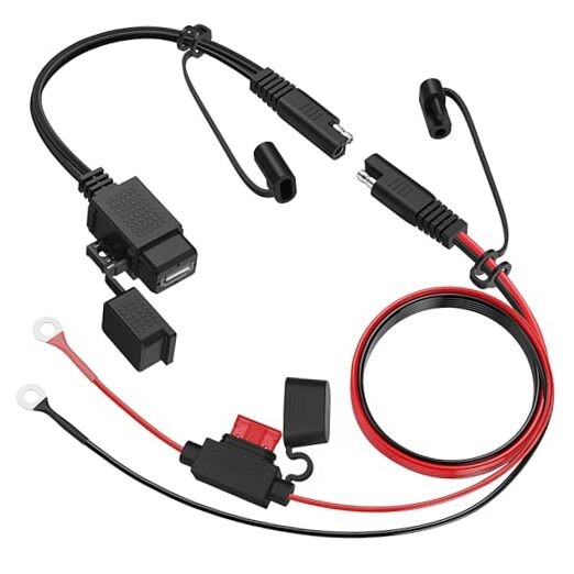 Motorcycle USB Charger,SAE to USB Cable Adapter SAE Quick Disconnect 2.1A