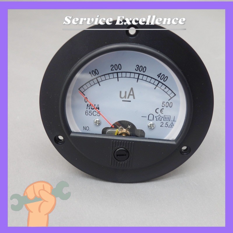 1PCS DC 0-500uA Round Analog Ammeter Panel AMP Current Meter Dia. 90mm Direct C