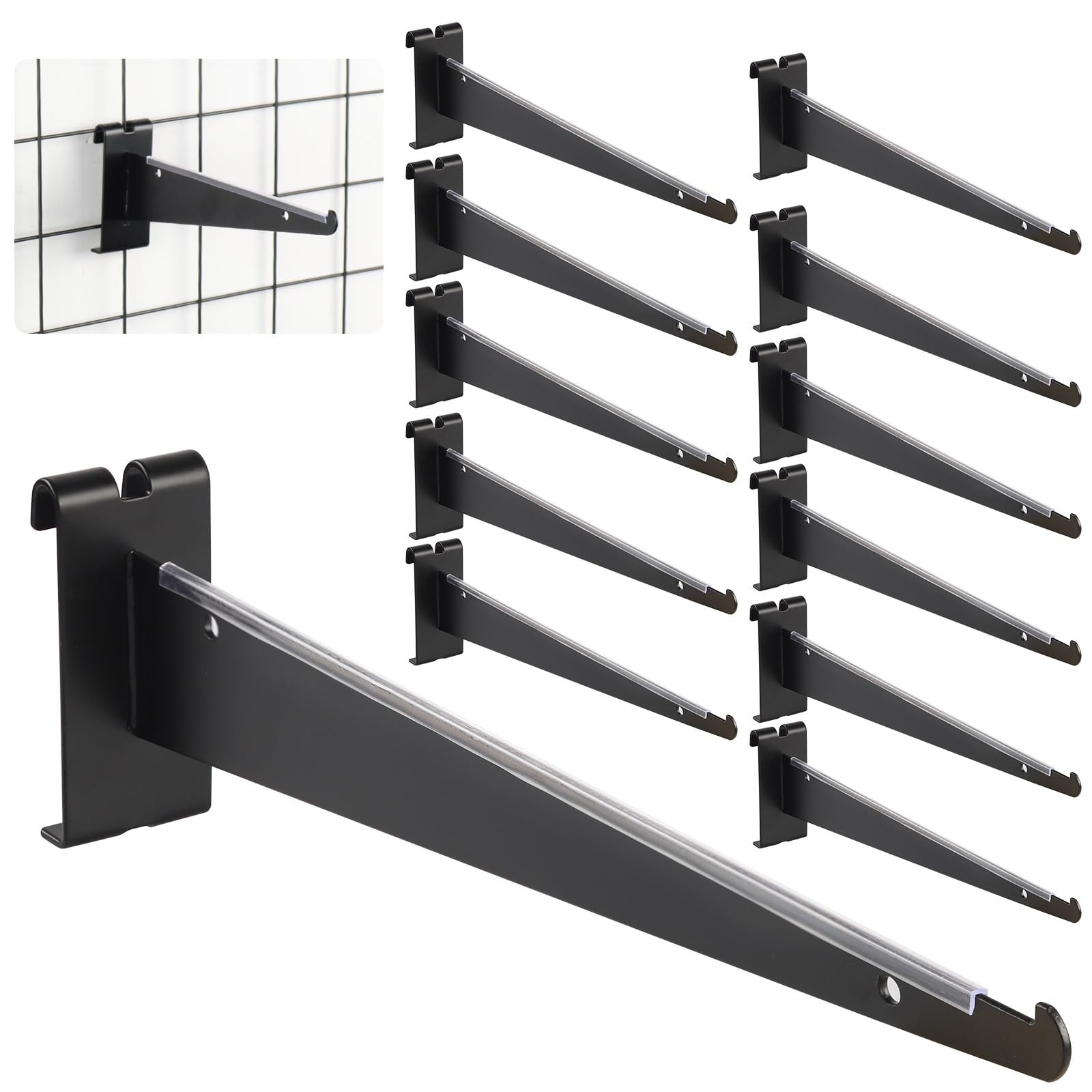 12 PCS Gridwall Knife Shelf Bracket Lip 12 Inch Metal Hooks Heavy Duty Fits 3
