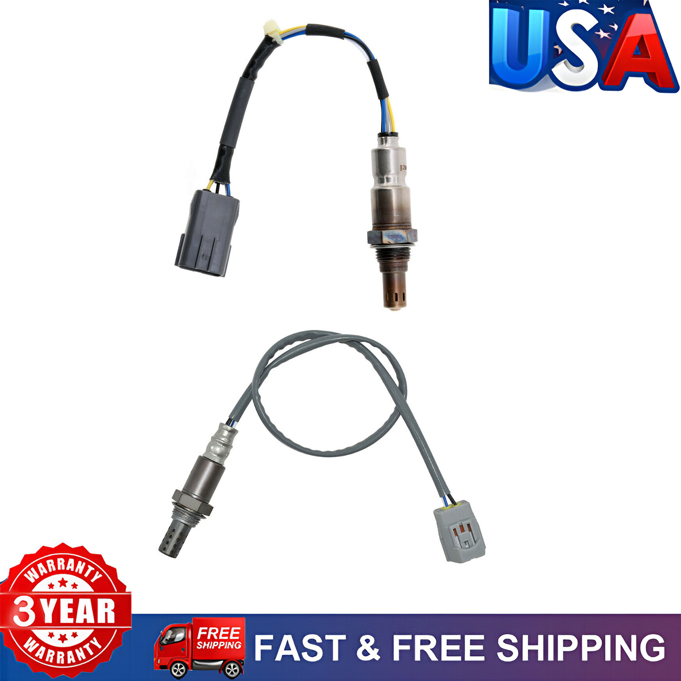2Pcs Upper+Lower Oxygen O2 Sensor For Mazda CX-5 CX-9 2.5L L4 Turbo 2019-2023