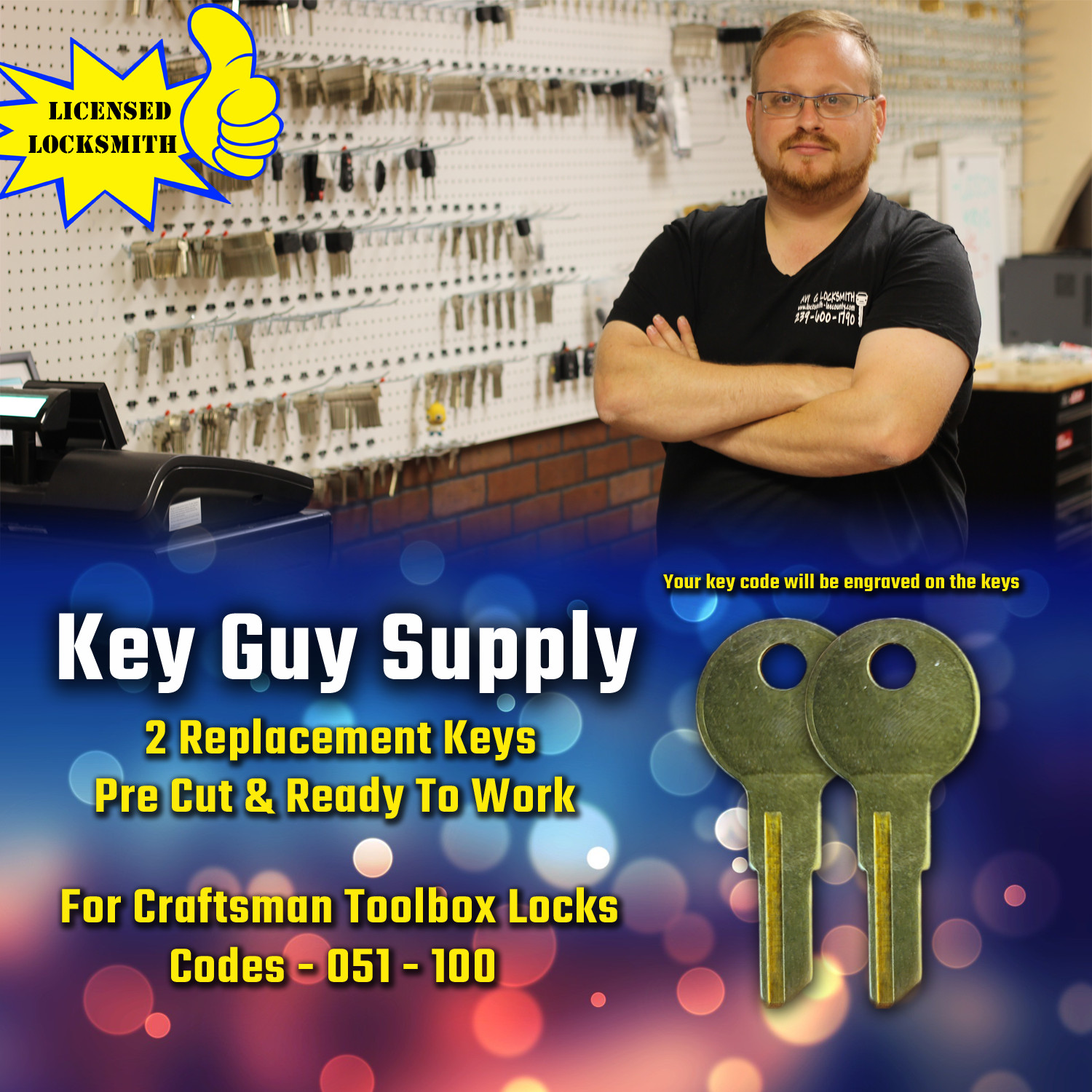 051-100 key. 2 New Keys For CRAFTSMAN tool boxes. With Code Stamped On the keys.