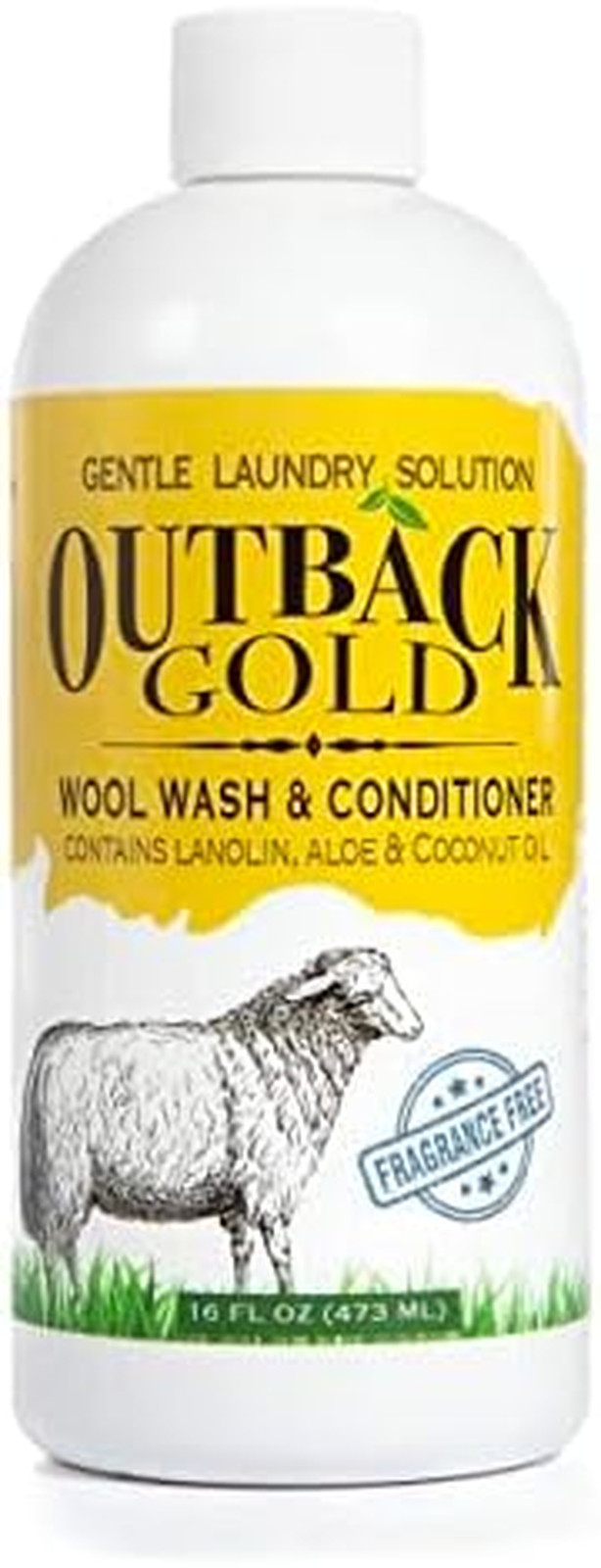 Outback Gold Wool Wash, 16 Oz, HE Compatible, Plant Based, Unscented, Fragrance