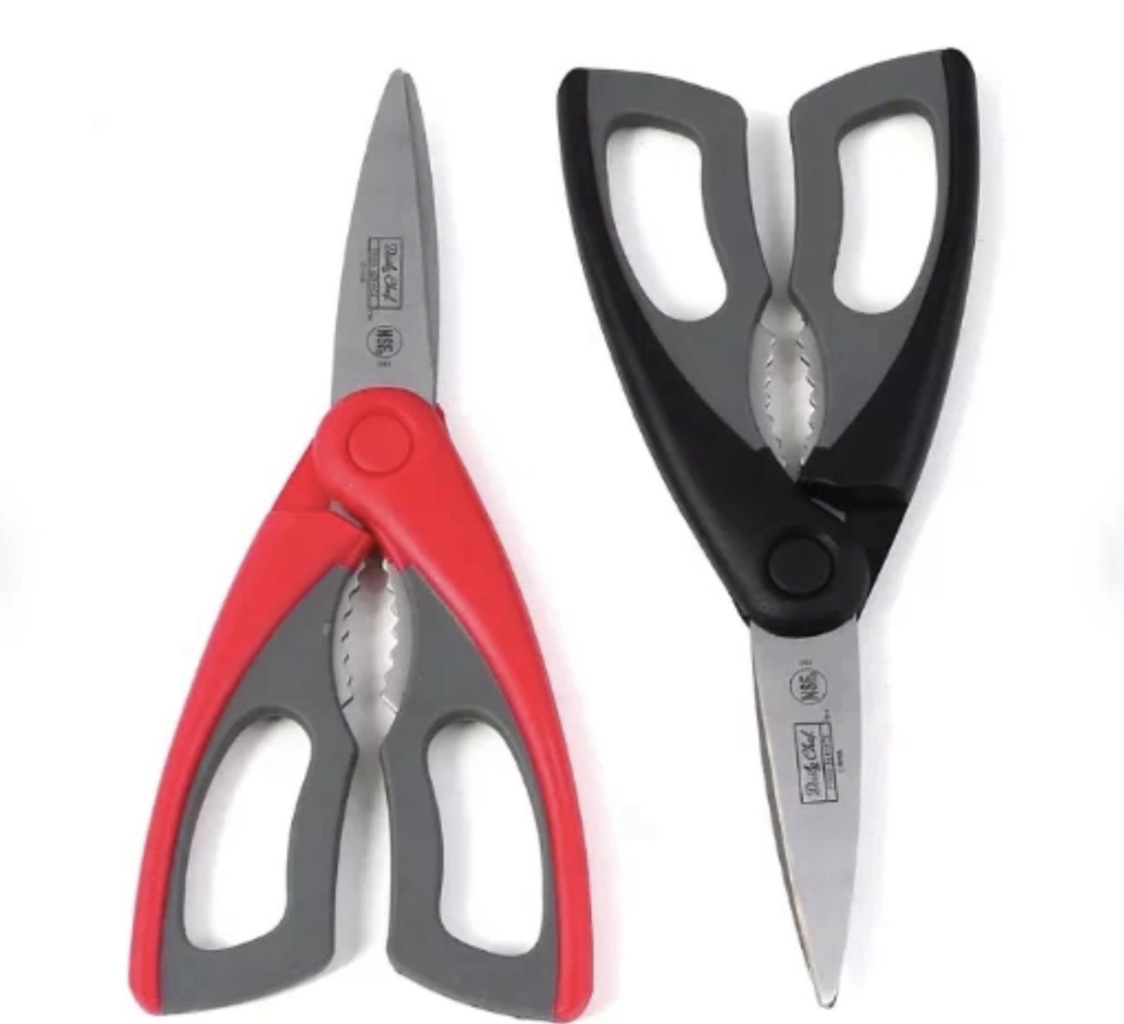 Daily Chef 8” Chef Shears Set Of 2 Stainless Steel Red & Black New