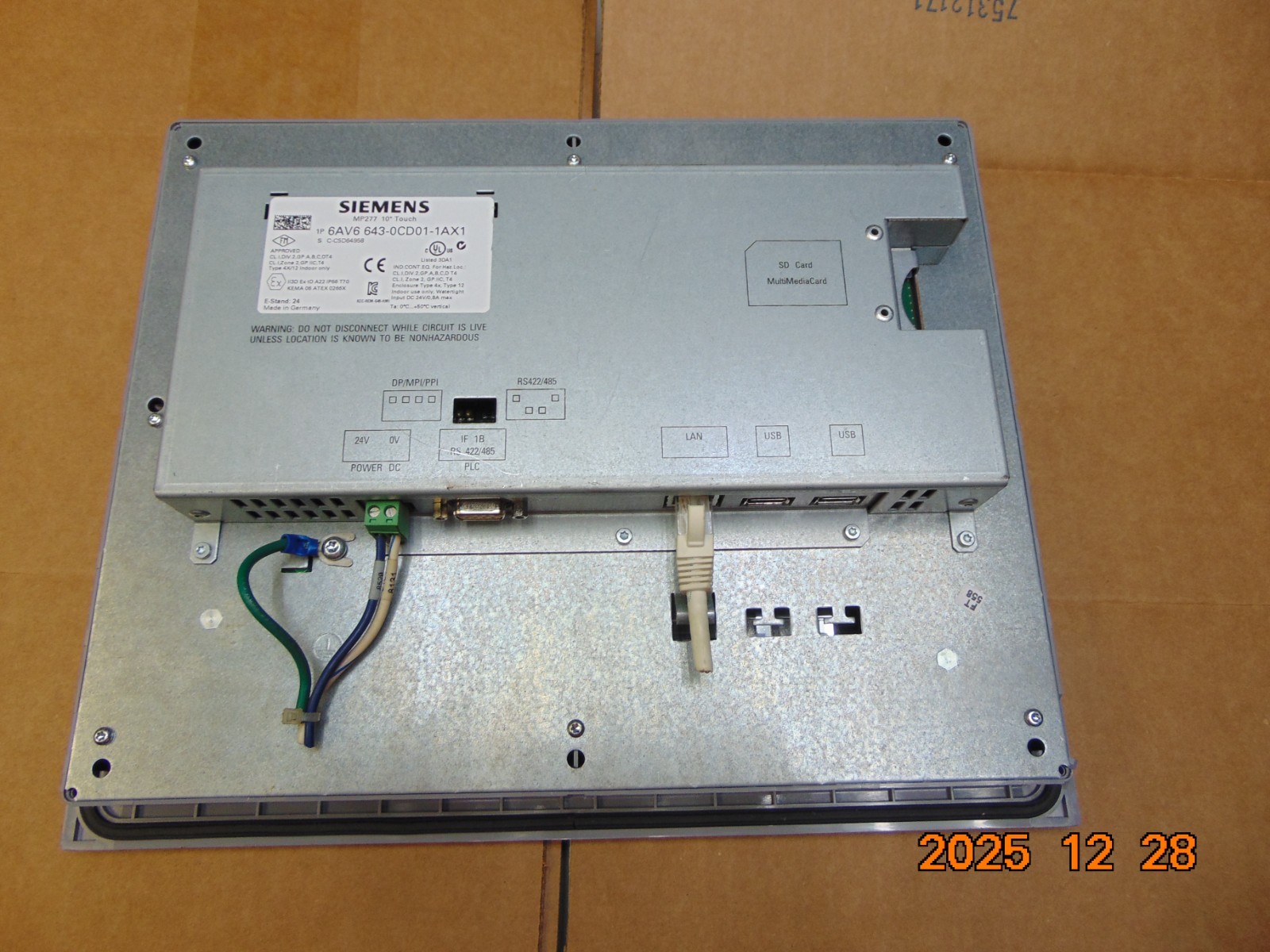 SIEMENS 10" SIMATIC TOUCHSCREEN MULTI PANEL MP277 6AV6 643-0CD01-1AX1