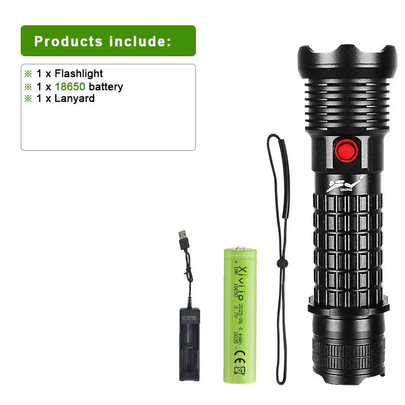 Professional Spearfishing Hunting Scuba XHP199 LED Dive Light 9900 Lumens Diving