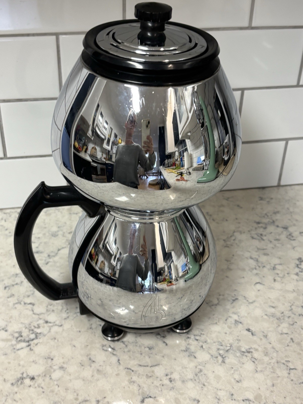 Vintage Sunbeam Coffeemaster “Double Bubble” C20B chrome vacuum coffee maker.