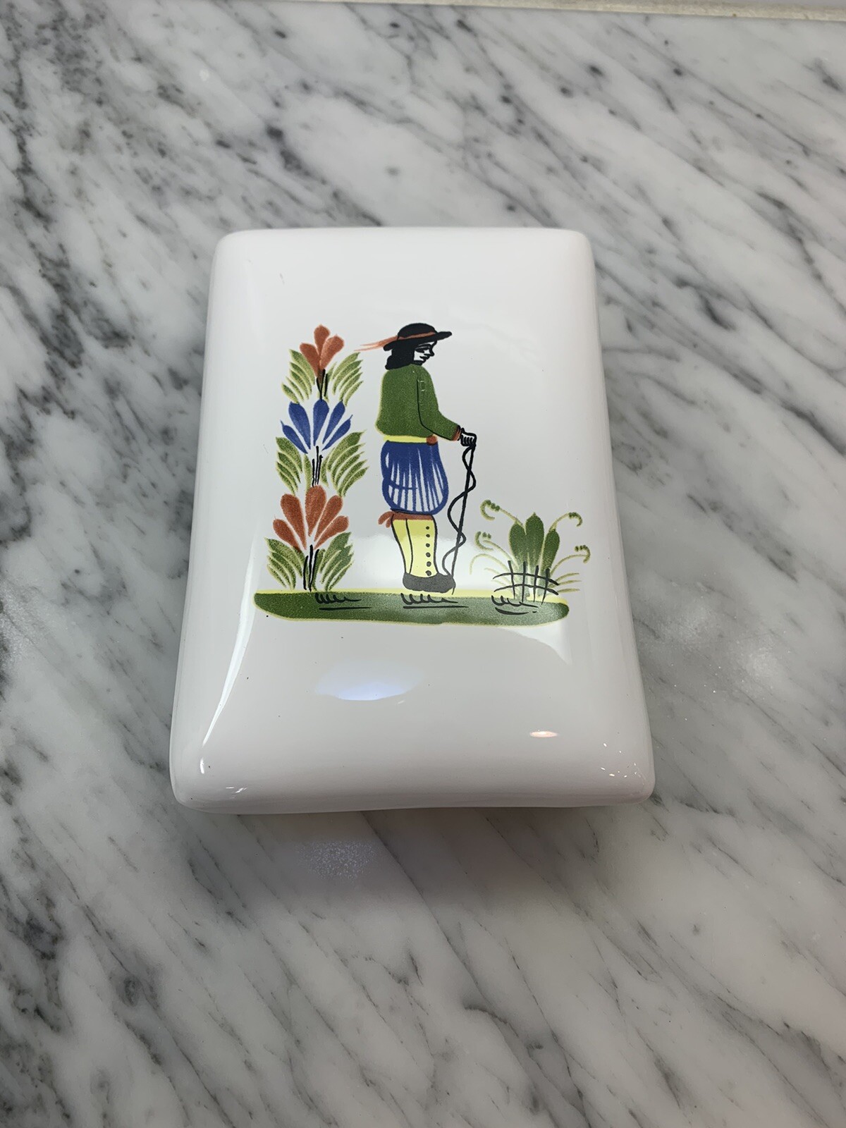Hand Painted Domed Ceramic Trinket Box Made In Italy Excellent Condition
