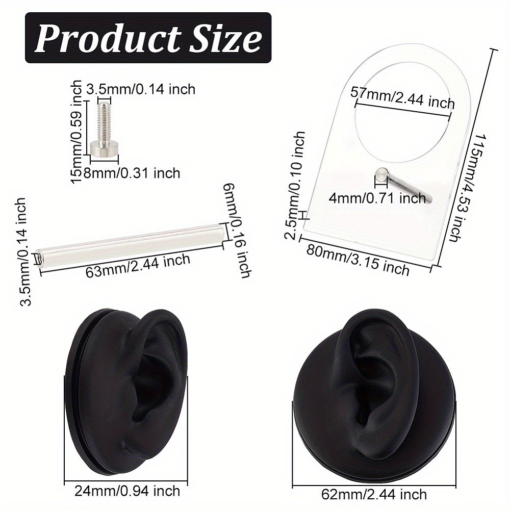 1set Black Left Ear Displays Model Silicone Ear Model Rubber Ear Silicone