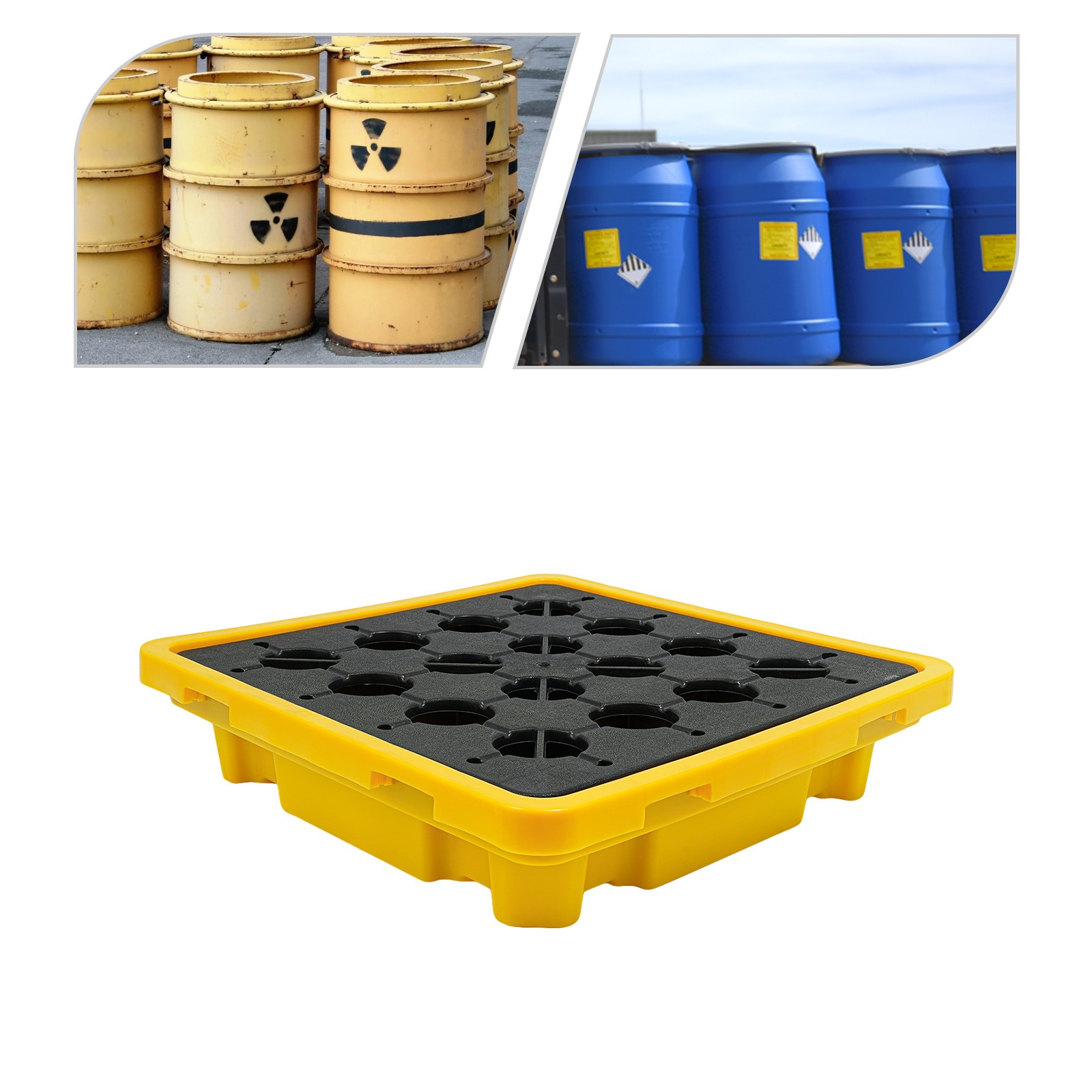 Leak Containment Platform, Overflow Containment Tray, Yellow and Black -