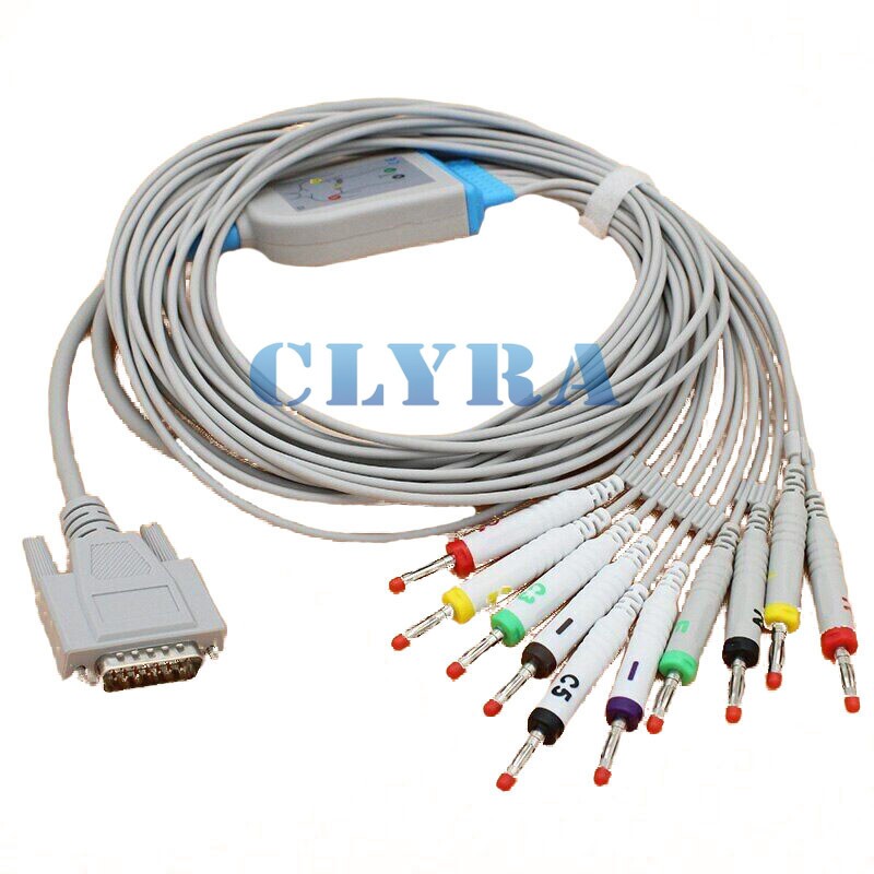 10Leads ECG EKG Cable for Edan SE-1/3/12/601/601A Mindray R3 R12 Patient Monitor