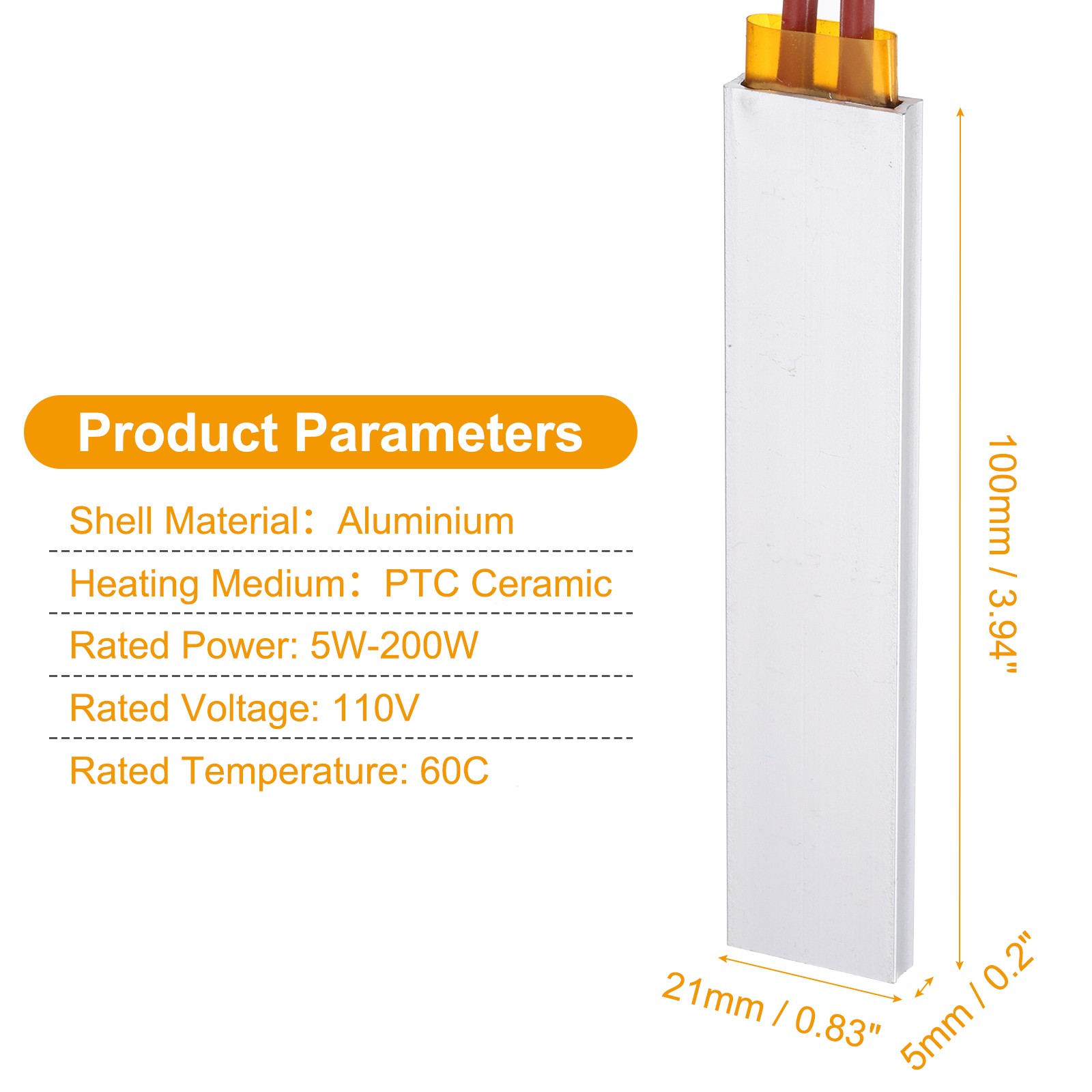 2 Pcs PTC Heating Element 110V 5W-200W 60C PTC Heating Plate
