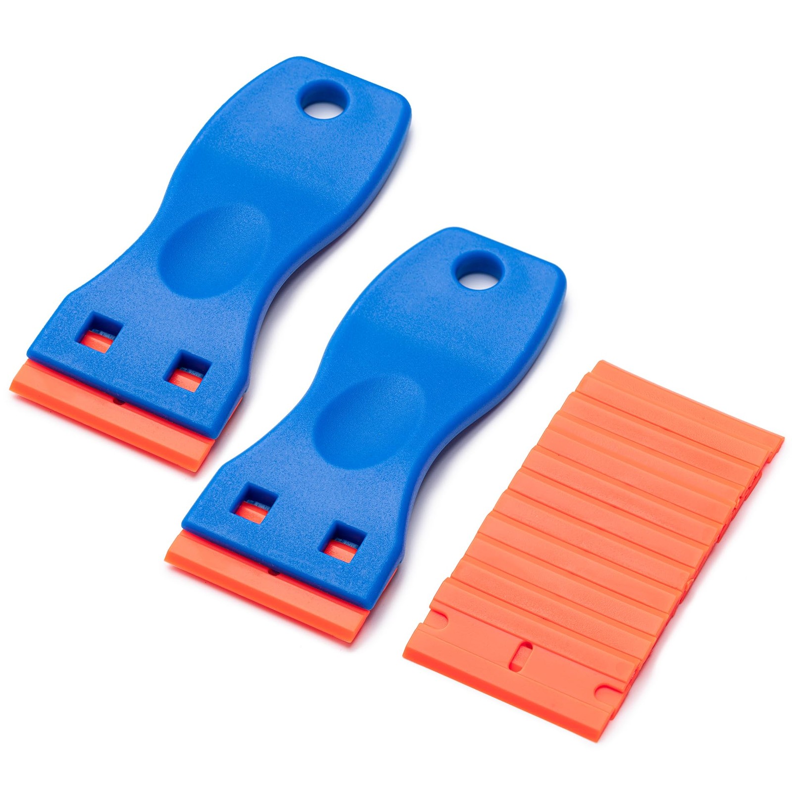 2 Pcs Plastic Razor Blade Scraper And 12 Pcs Blades Remove Label Decal Toolforwi