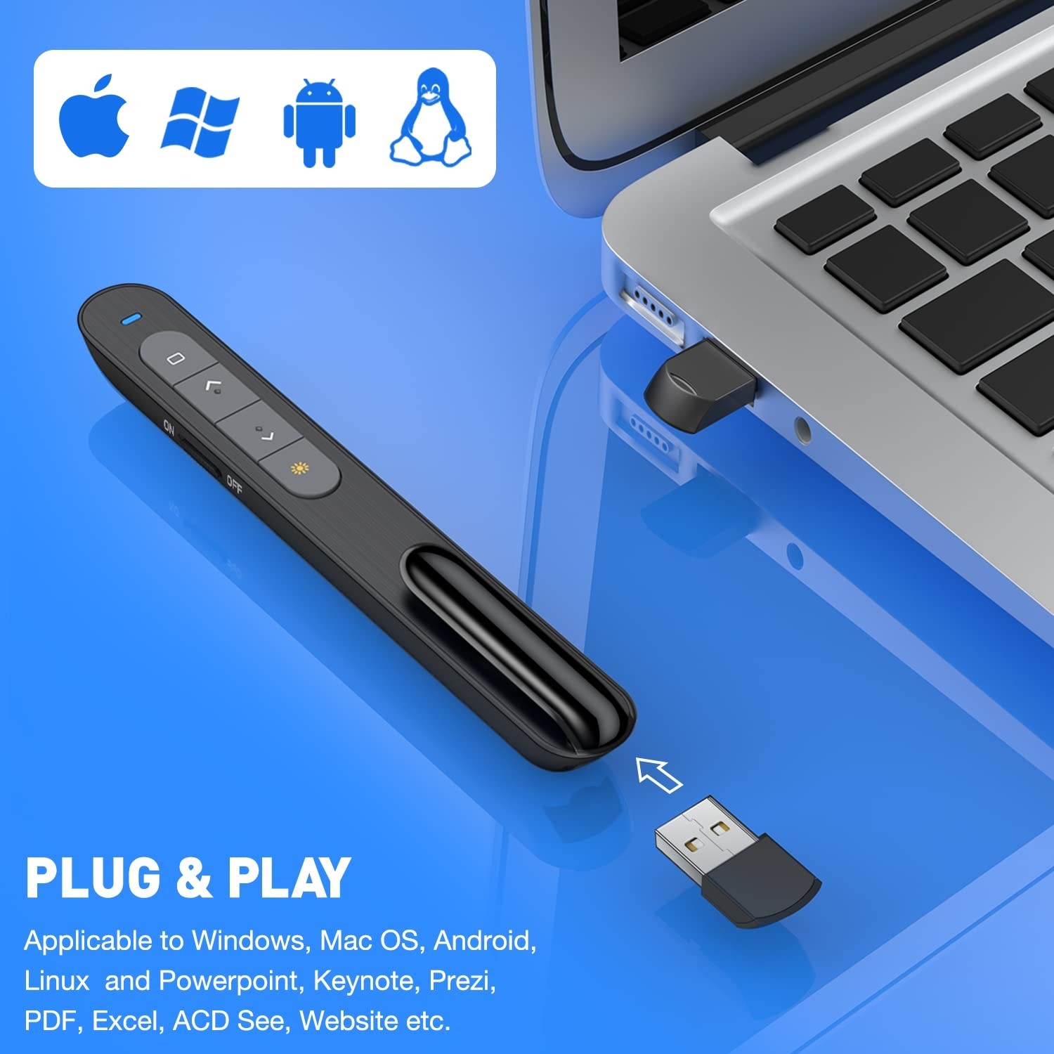 USB C Presenter, PowerPoint Remote Control via USB A & USB C Receiver, Present...