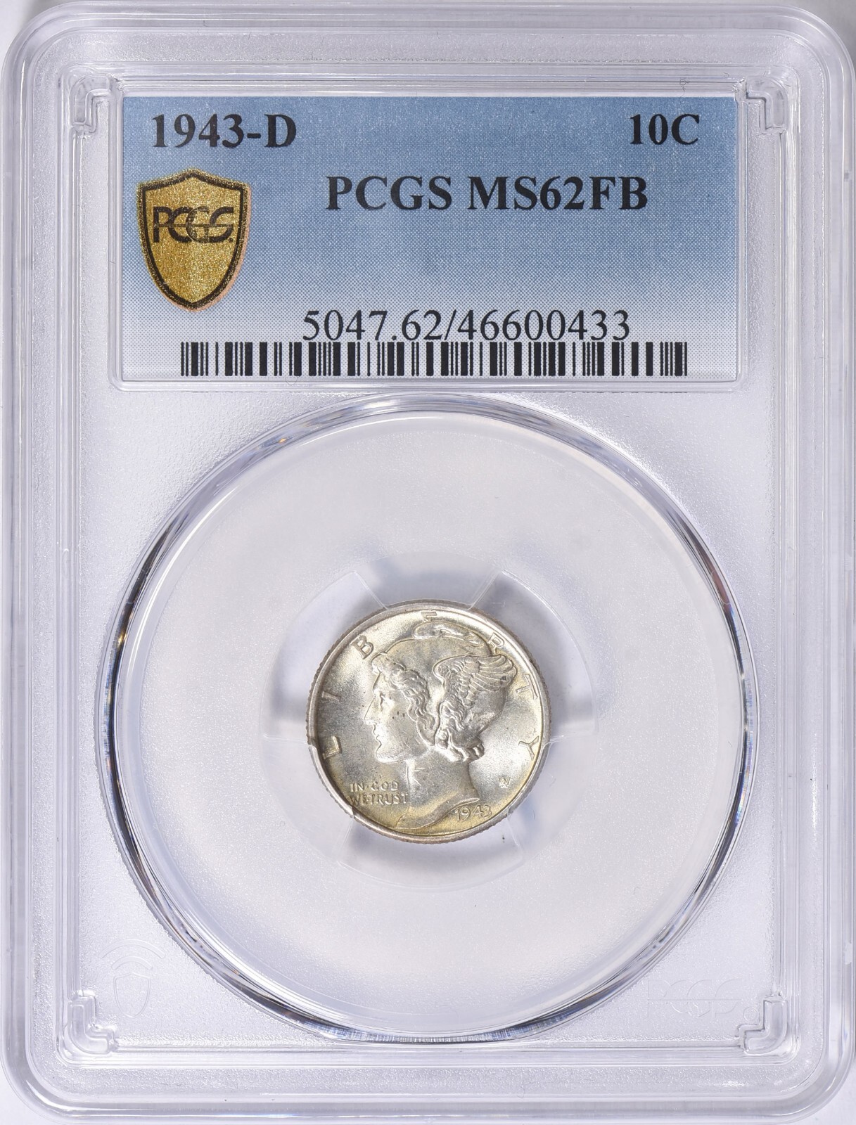 1943  -  DENVER  MERCURY  DIME  -  MS 62  FULL  BANDS