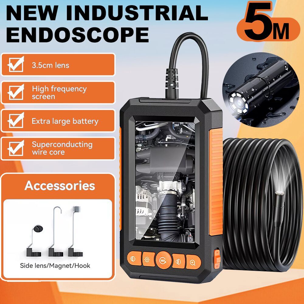 Waterproof 5M Industrial Borescope With Display Engine Drain Inspection Cam