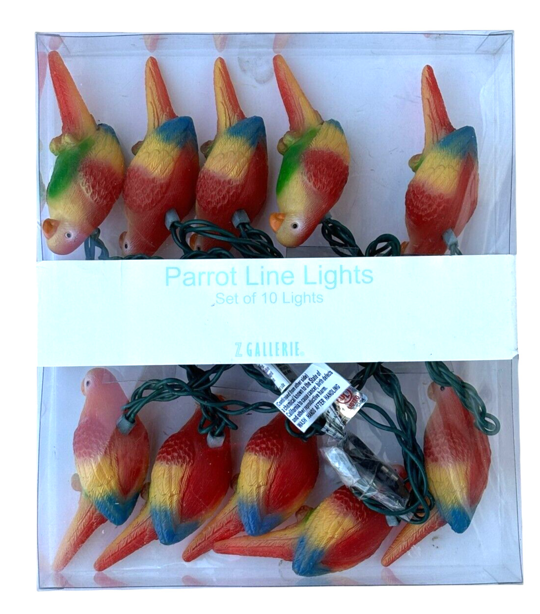 Z Gallerie Parrot String Lights 10 Parrots Birds Indoor/Outdoor Works