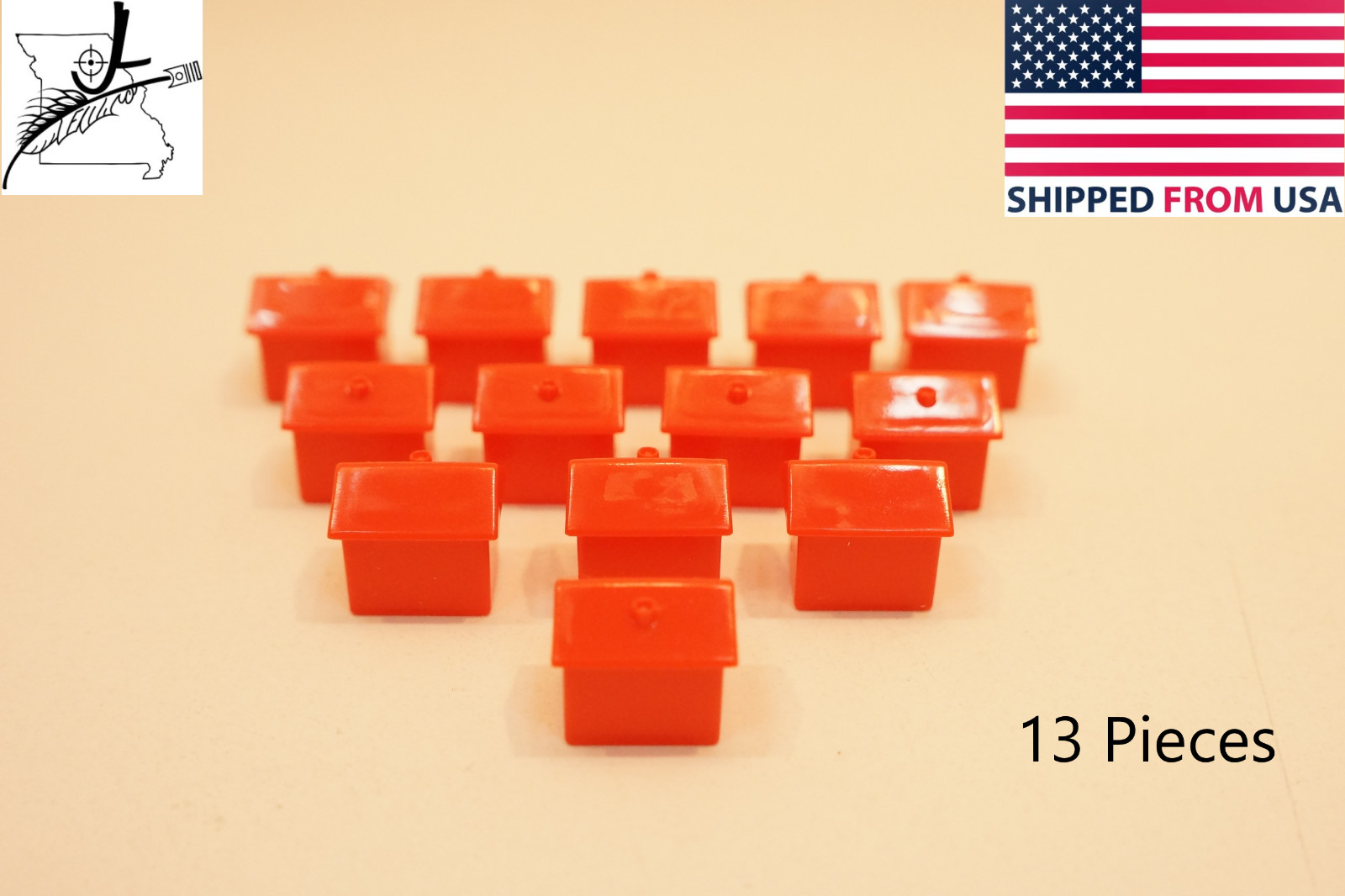 13X Monopoly Hotel Game Piece Red Plastic Hollow Complete Hotel Set