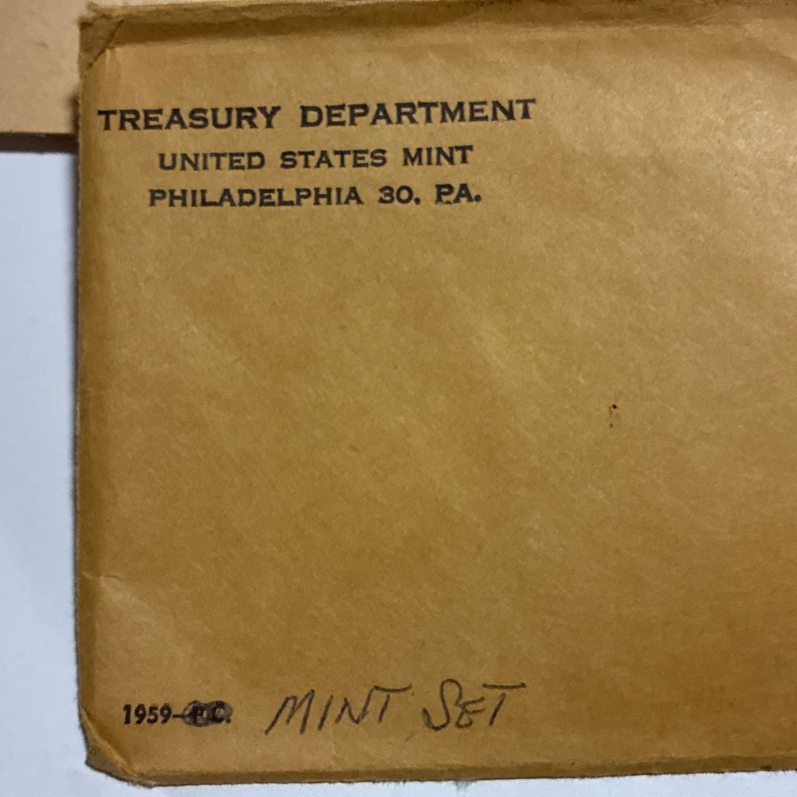 1959 US Mint Uncirculated Set ENVELOPE - REPLACEMENT ENVELOPE - NO COINS