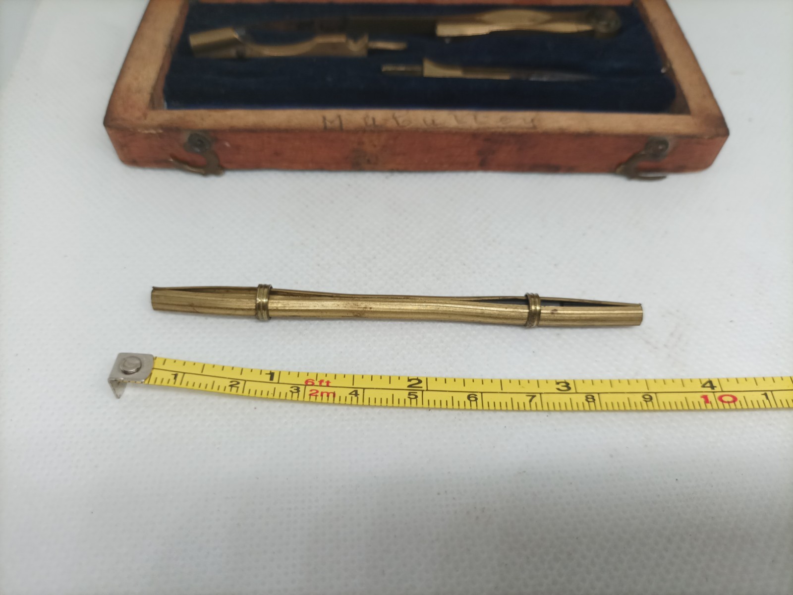 Vintage Wooden Boxed Drawing Instruments Draughtsman's Compass ?