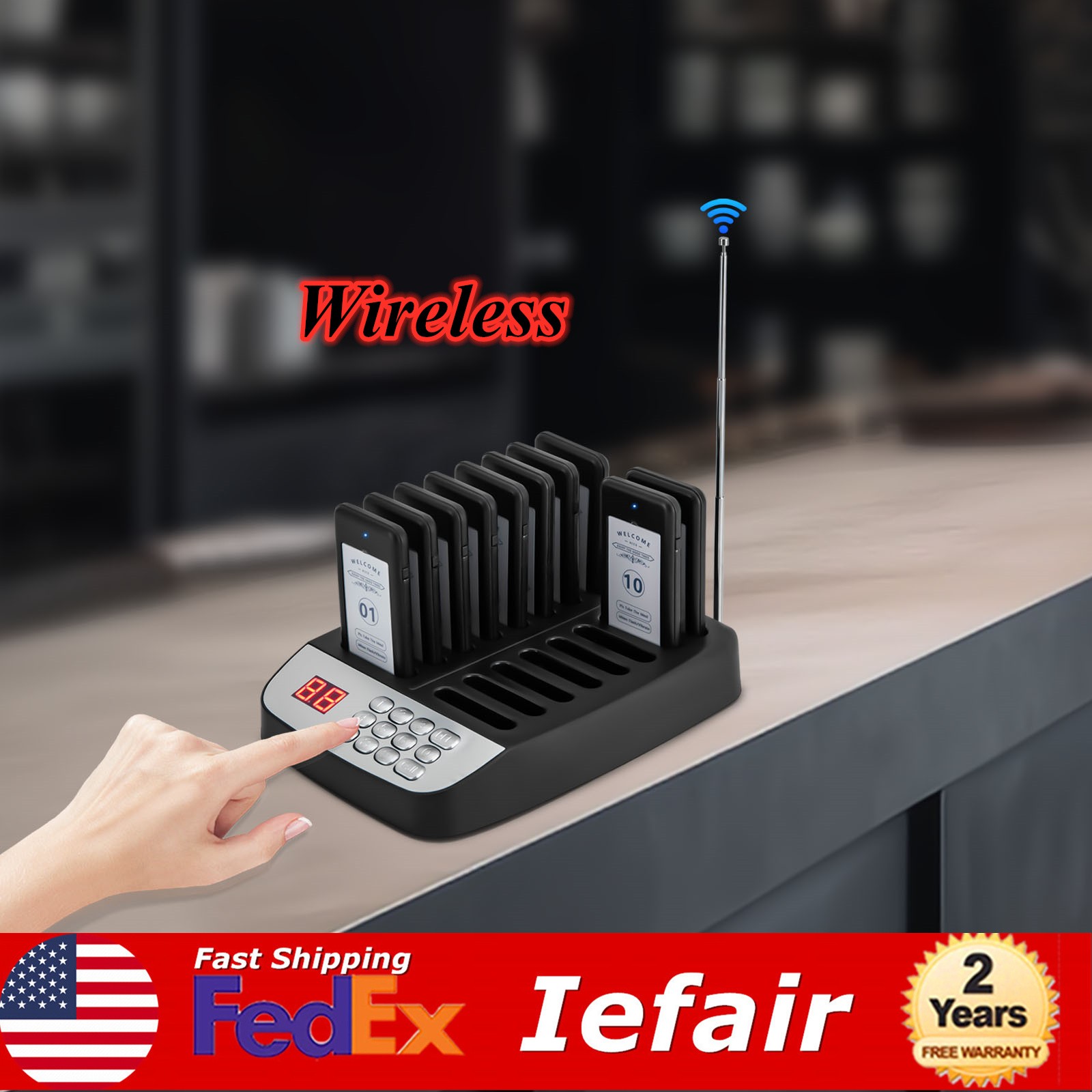 Restaurant Pager System Guest Queuing 10 Buzzer for Food Truck Clinic Club Cafe