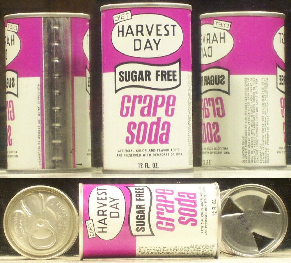 Harvest Day Diet Sugar Free Grape Soda Pop 12 oz Can Milan Illinois 61254 Sc334