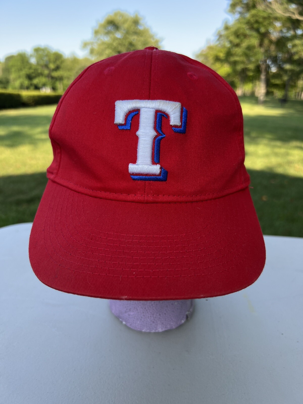 Texas Rangers T Hat/Cap Red MLB licensed OC Sports OSFM EUC