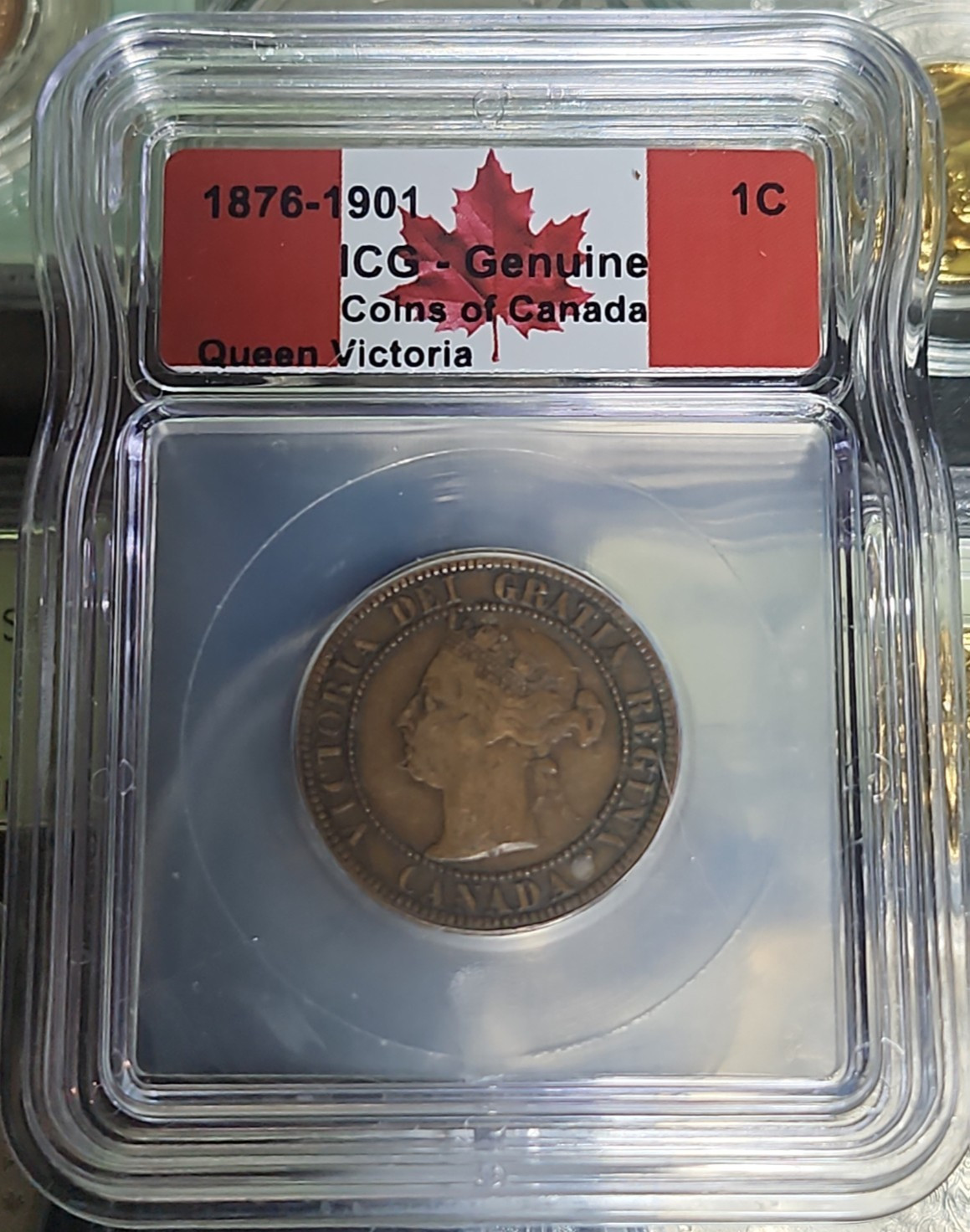 1878-1901 ICG Canada 5C Queen Victoria Copper Coin BN Fineness 0.925