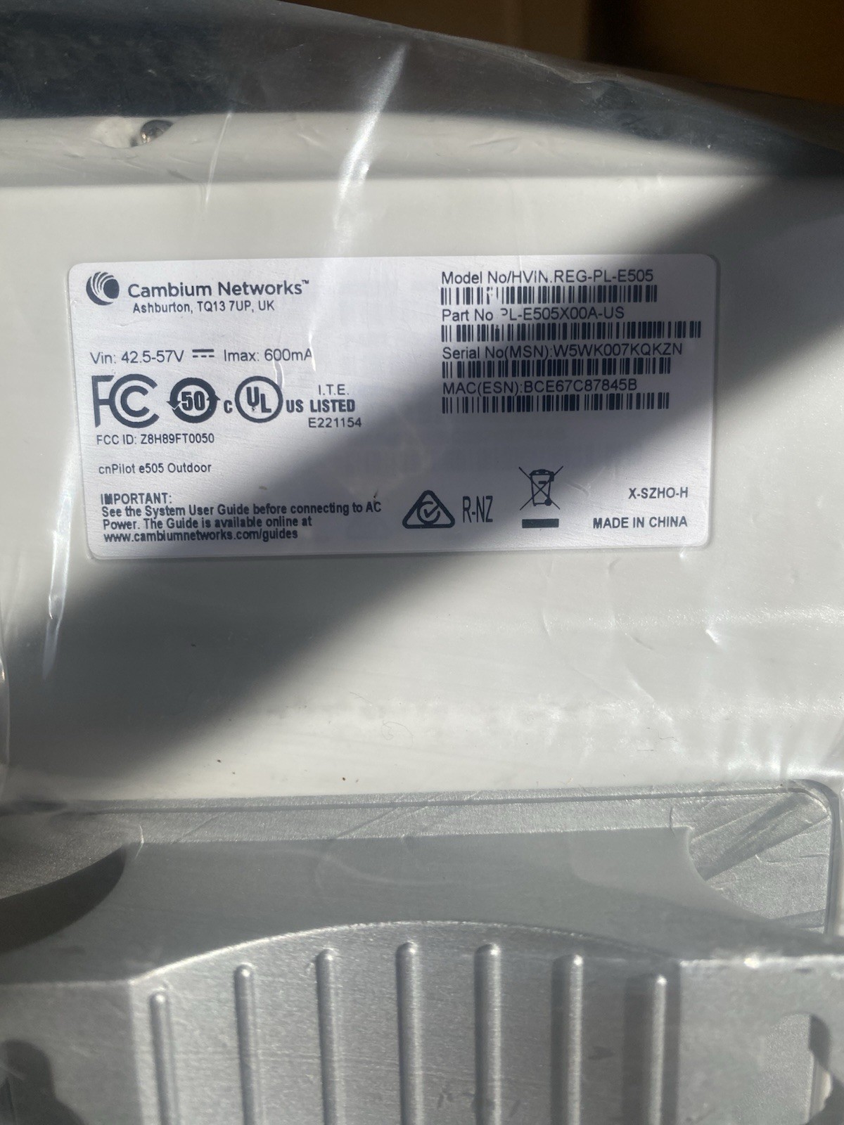 (2) Cambium Networks cnPilot e505 Wi-Fi 5 Outdoor Wireless Access Point