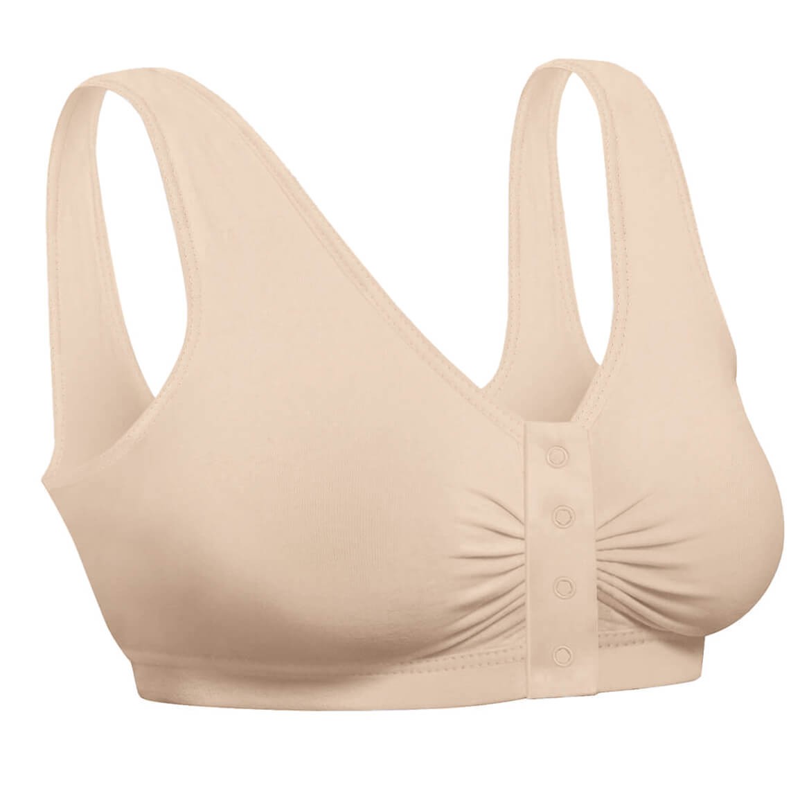 Snap Front Seamless Bra with Ultra-Wide Straps, Black, LG