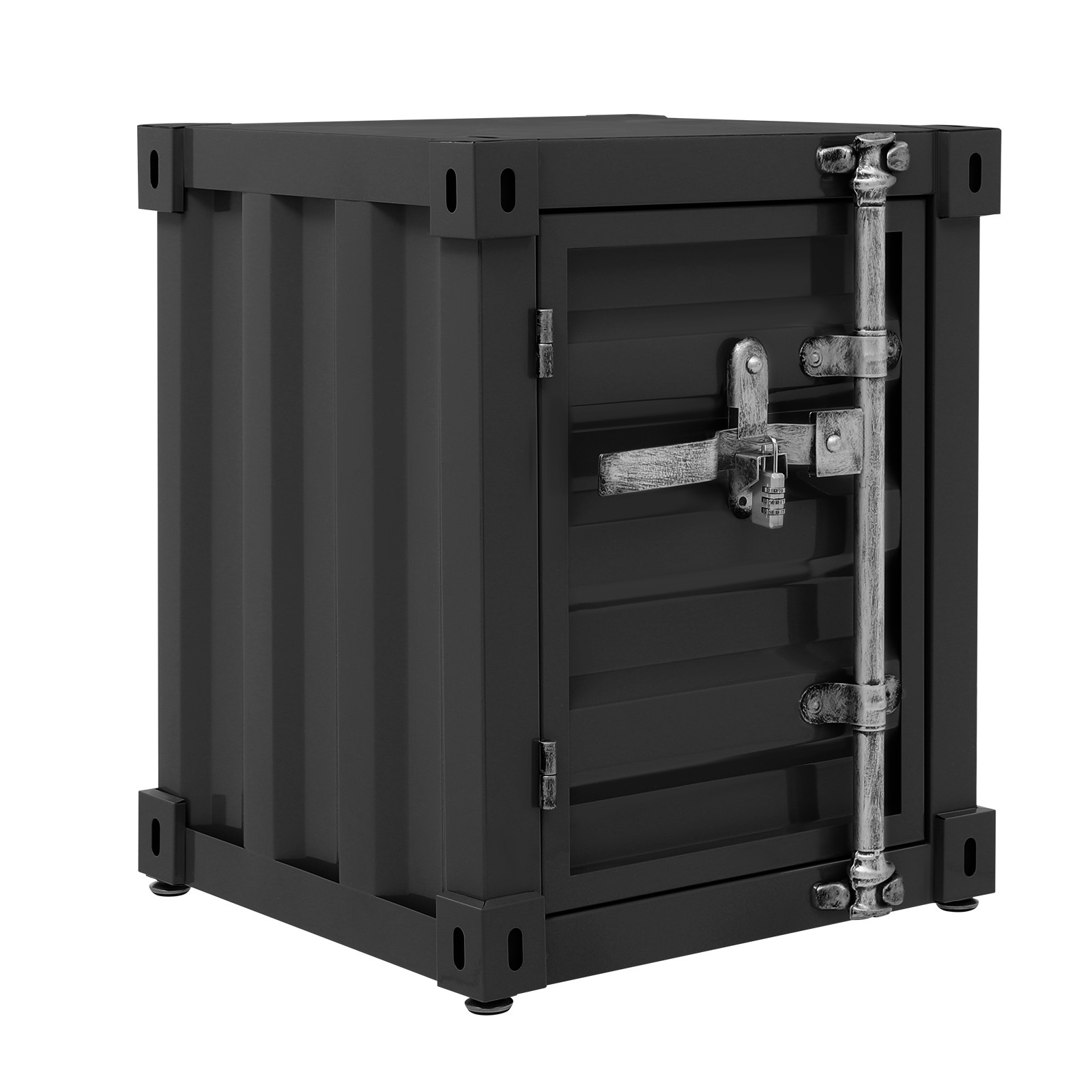 15.7*15.7*19.7in Iron Black& Silver Container Cabinet Rectangle Bedside Table