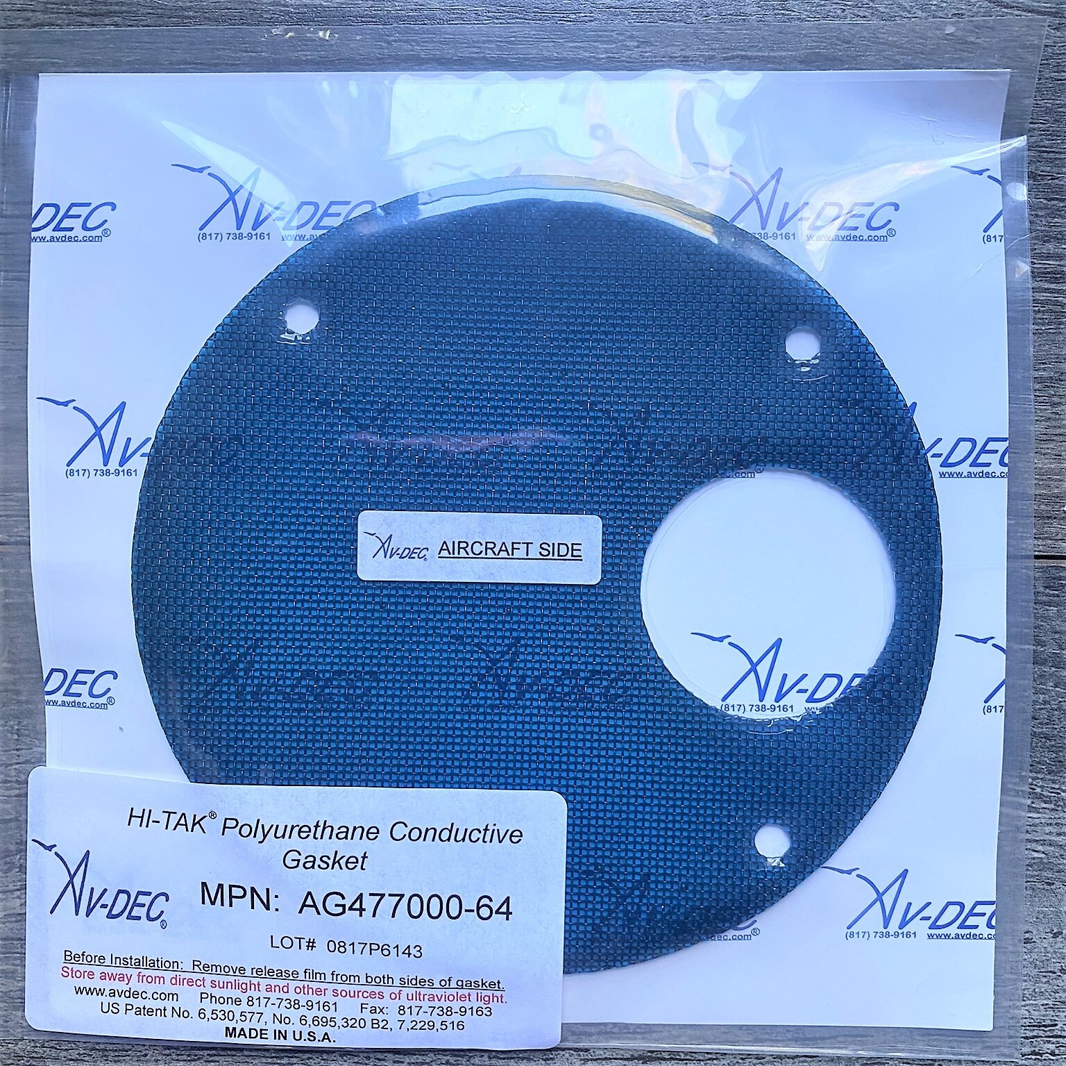 New HI-TAK AG477000-64 Polyurethane Conductive Gasket For Aircraft Antenna / GPS