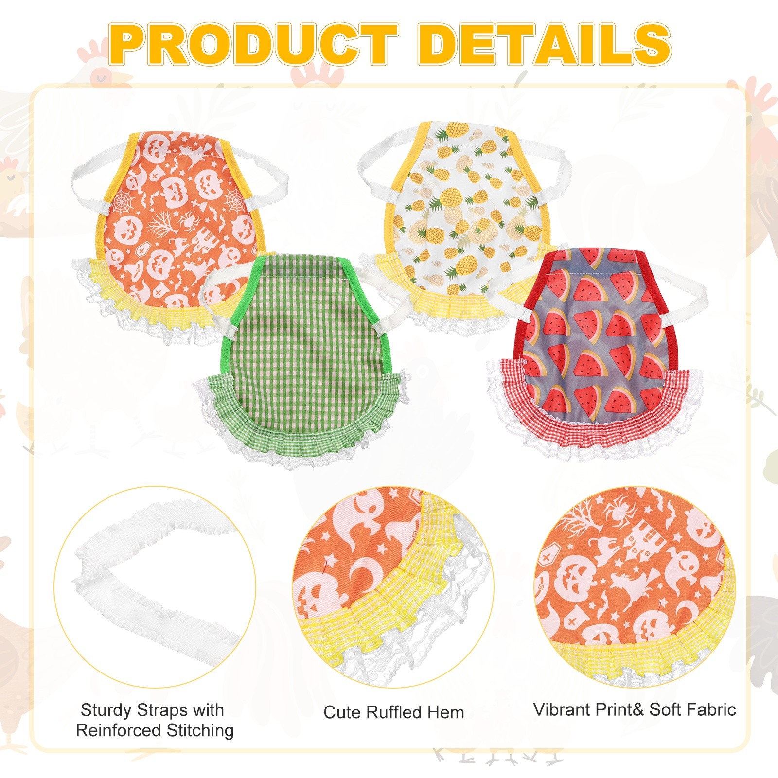 4-Pack Chicken Saddle, Chicken Apron Hens Back Protector [Mixing 4 Styles I]