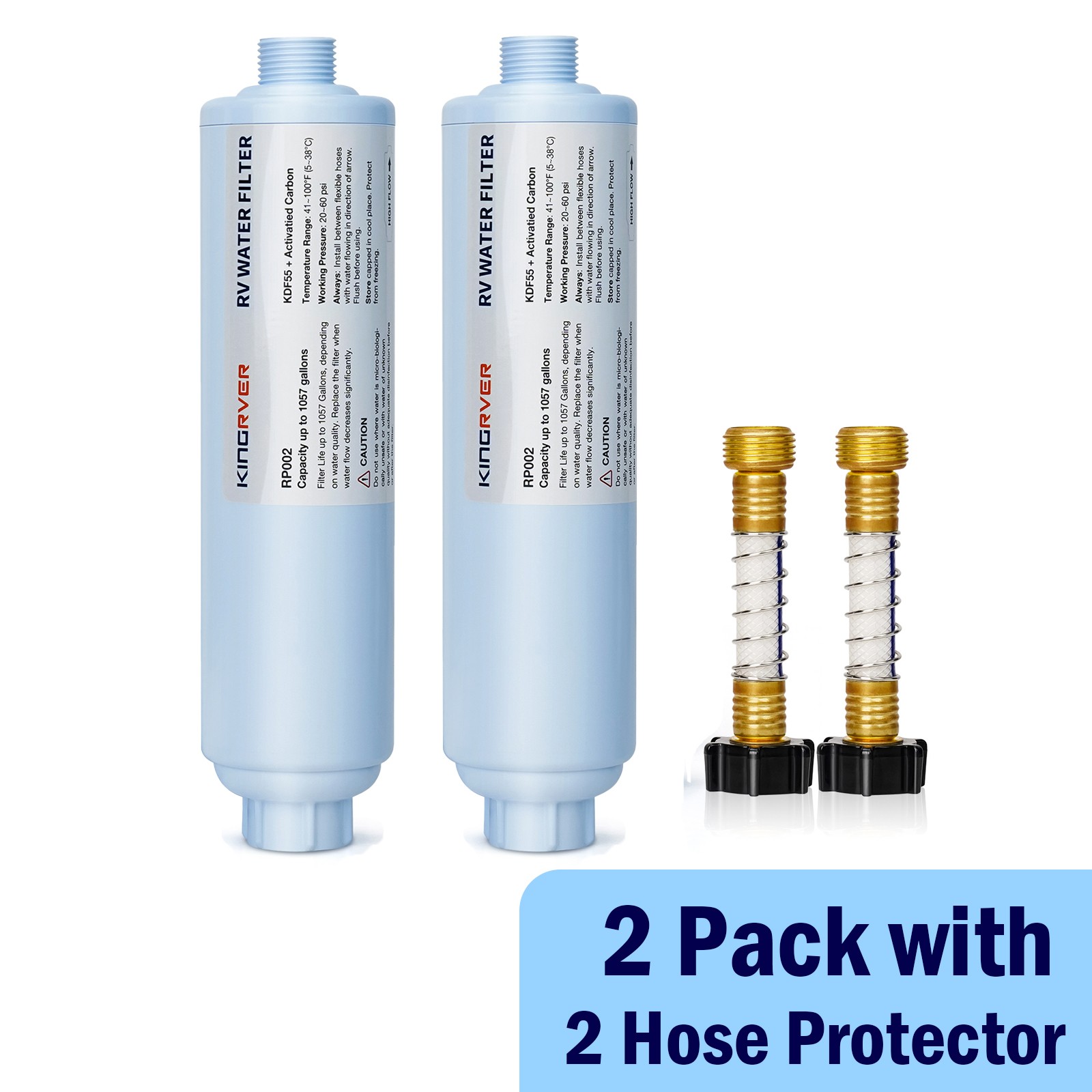 RV Inline Hose Water Filter, w/ Hose Protetor, Garden & Camper Water Filter