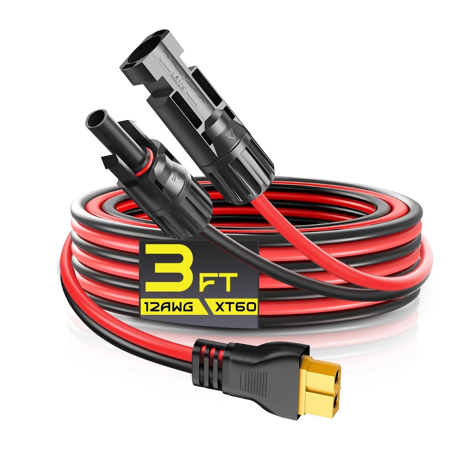 3FT 12AWG XT60 Solar Charging Cable, Solar Panel Connector to XT60 Extension ...