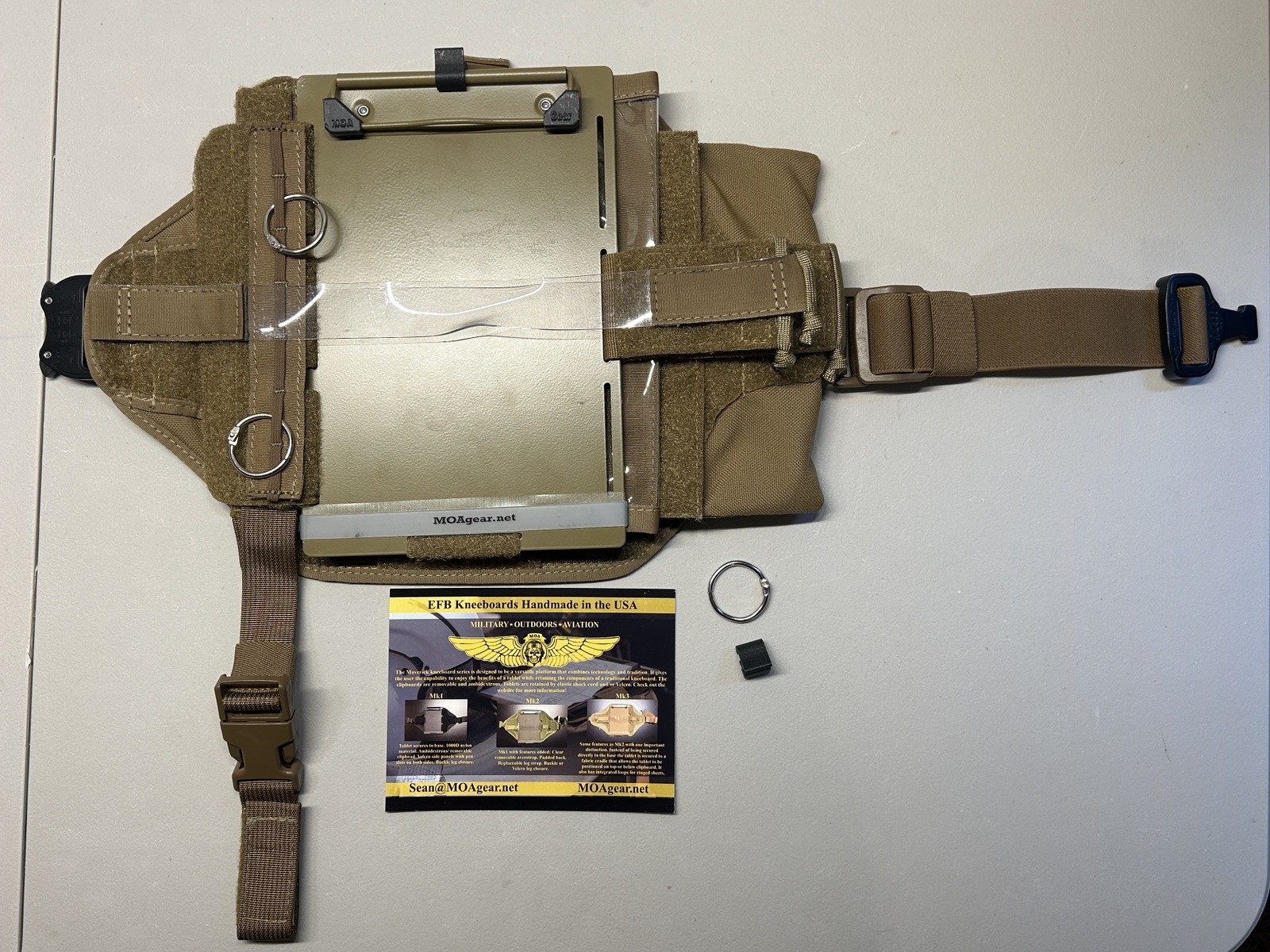 MOA Gear CUSTOM Mk3 EFB Pilot Kneeboard +fits iPad mini +COBRA Buckle leg strap